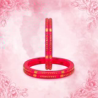 LUV FASHION Magenta plastic Designer Bangles