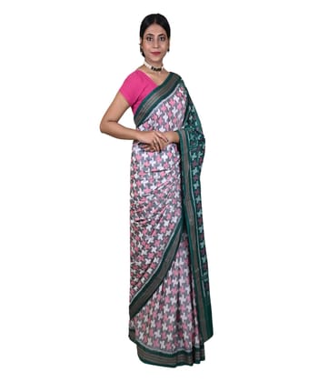 Gray green colour handwoven cotton saree