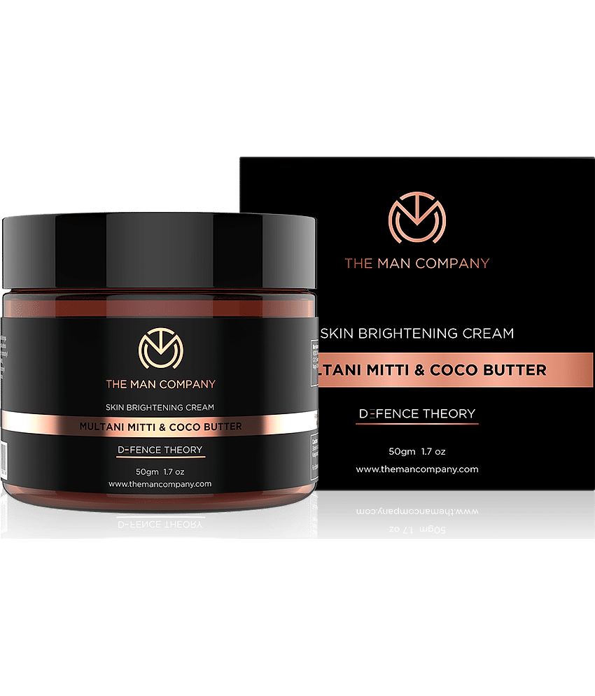 The Man Company Skin Whitening & Brightening Cream with Multani Mitti, Coco Butter, Hyaluronic Acid | Best Face cream | 50 gm