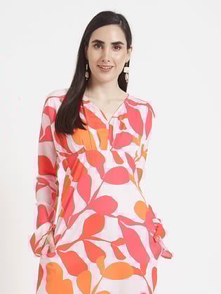 Luxury  Satin Digital Print  Maxi Dress With Slash Pocket-S