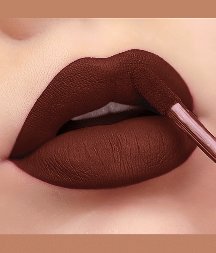 BELLABLOOM Light Coffee Cherry Wood Liquid Matte Lipstick, Smudge Proof & Creamy Texture, 5ml (Pack of 1)