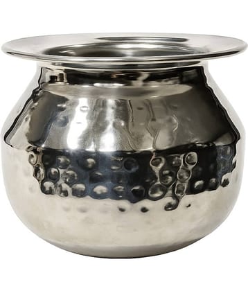 Dynore Hammered Dekchi Steel Silver Utility Container ( Set of 1 )