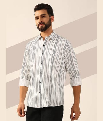 ENSPYR 100% Cotton Regular Fit Striped Full Sleeves Men's Casual Shirt - White ( Pack of 1 )