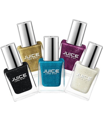 Juice Black, Gold, Aqua, Violet, MilkyWay Nail Polish S03,S06,S11,S23,S37 Multi Shimmer Pack of 5 55 mL