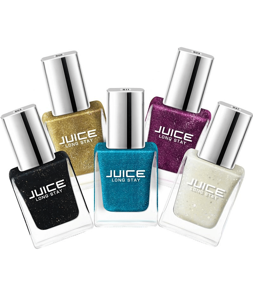 Juice Black, Gold, Aqua, Violet, MilkyWay Nail Polish S03,S06,S11,S23,S37 Multi Shimmer Pack of 5 55 mL