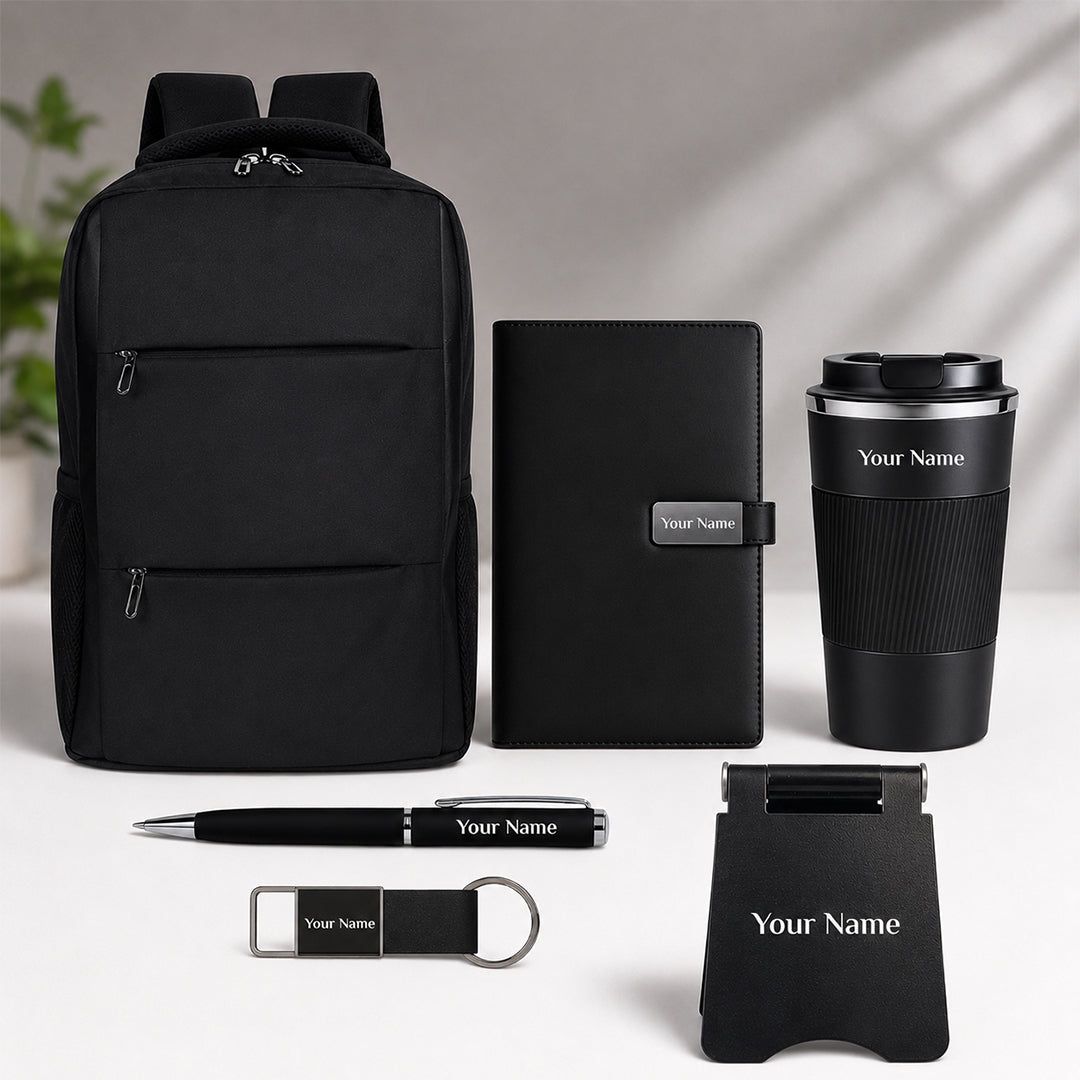 Premium 6-in-1 Personalized Backpack Gift Set with Tumbler