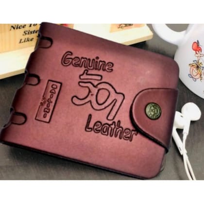 Genuine 501 PU Leather Printed Wallet, Classic Beige, Snap Closure (Pack of 1)