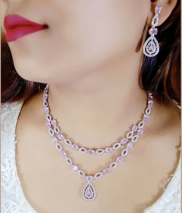 Ladymania Red Alloy Necklace Set ( Pack of 1 )