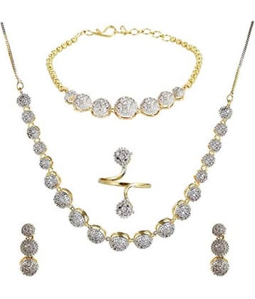 PUJVI - Silver Alloy Necklace Set ( Pack of 1 )