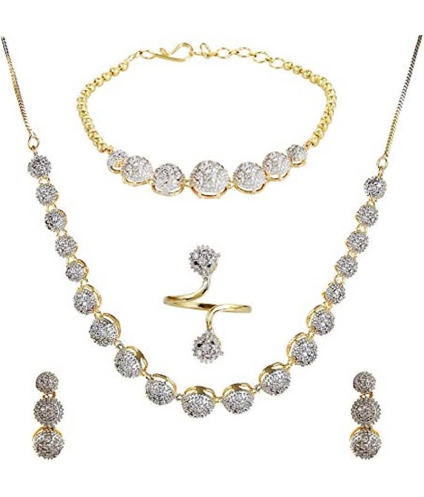 PUJVI - Silver Alloy Necklace Set ( Pack of 1 )