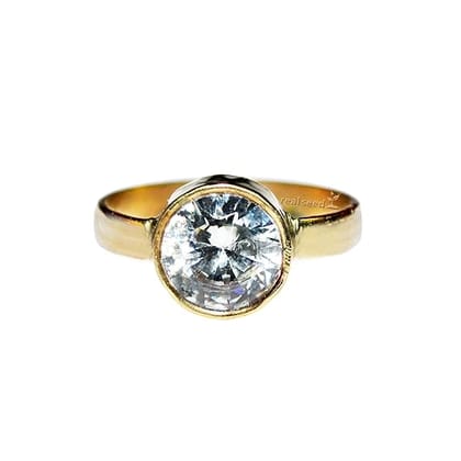 REAL SEED Cubic Zirconia, Zircon, White Zircon Diamond or American Diamond Gemstone Panchdhatu Ring for Men & Women