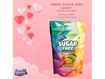 Derby Sugar Free candy Standy Pouch | Pack Of 1 80 Grams | No sugar Candy | No sugar added | Super for Diabetic Patient