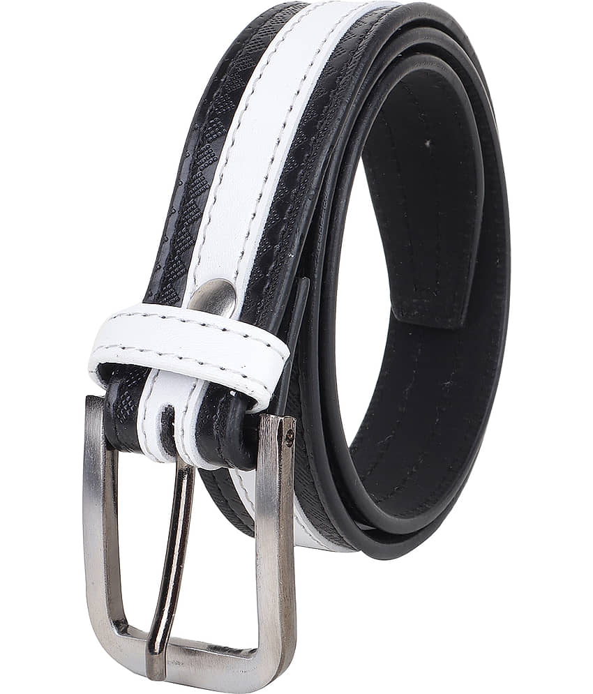 Zacharias Boy's Synthetic Leather Belt for kids kb-22 (Black & White; 6-10 Years) (Pack of 1)