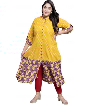 Yash Gallery - Black Rayon Women's Front Slit Kurti ( Pack of 1 )