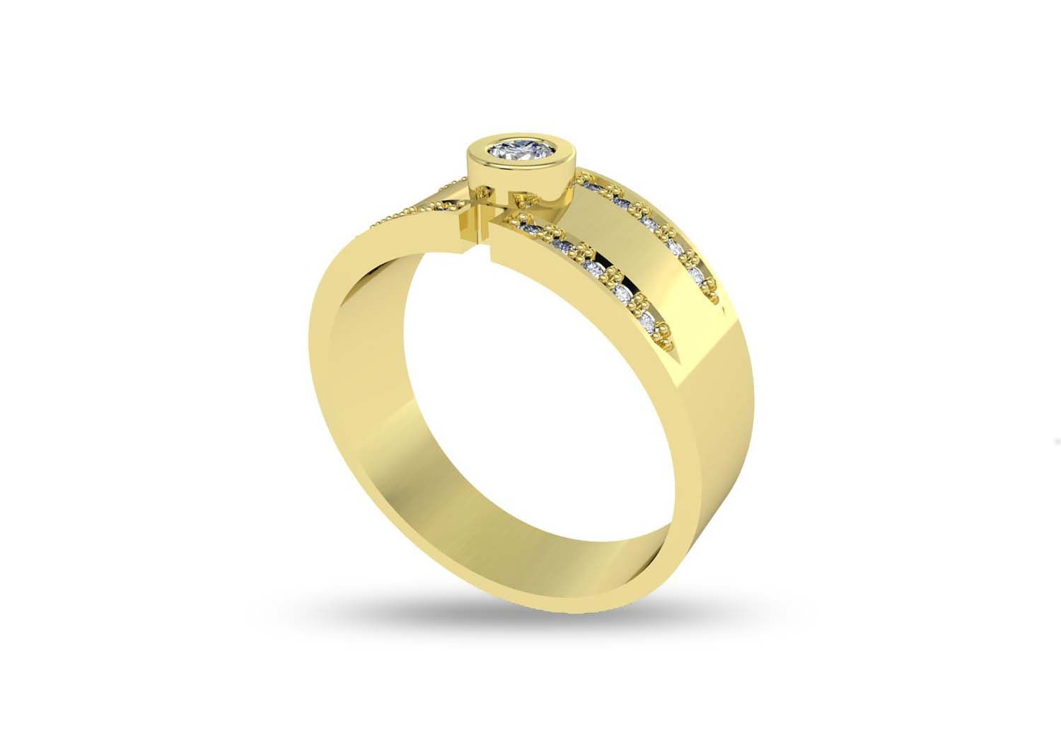 Raised Single CZ Ring for Men