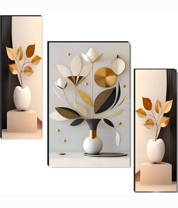 SNDArt Set Of 3 Flower Pots Wall Paintings For Living Room Gift Items 12 x 18 inch