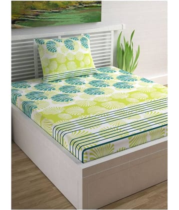 DIVINE CASA Cotton Single Bedsheet ( Green )