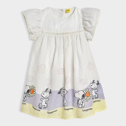 Peanuts™ Snoopy Printed Dobby Frock-6-9 M / White