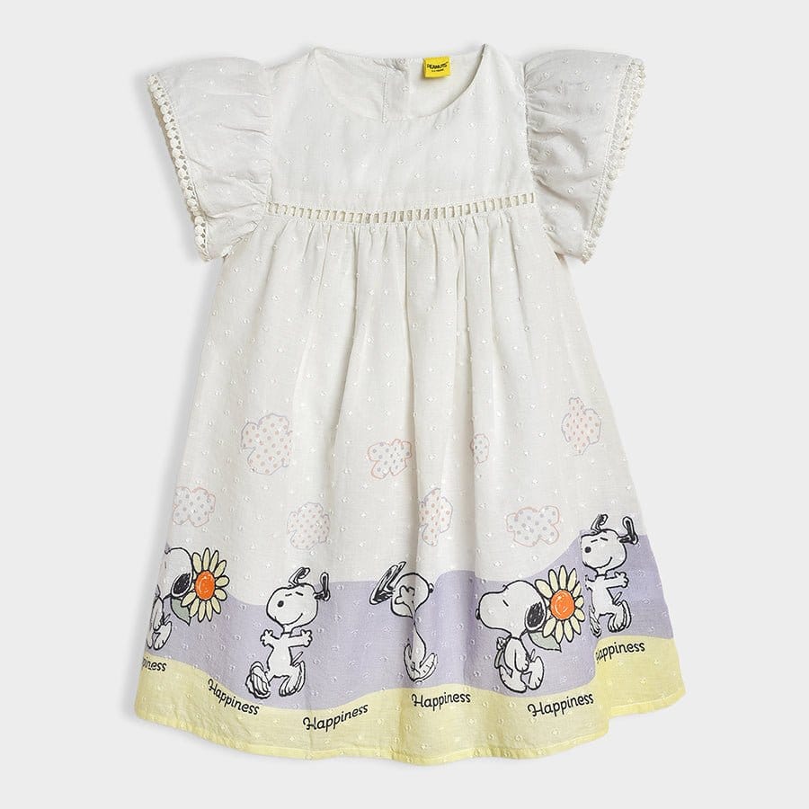 Peanuts™ Snoopy Printed Dobby Frock-4-5 Y / White
