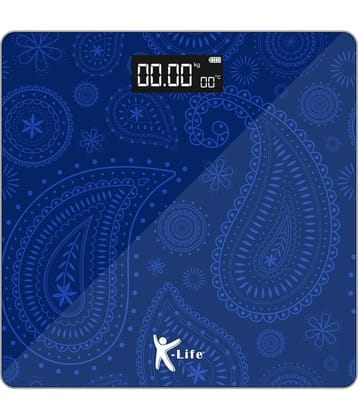 K-life WS-109 Electronic Digital Weight Machine 180kg Capacity Weighing Scale (Blue Arabic)