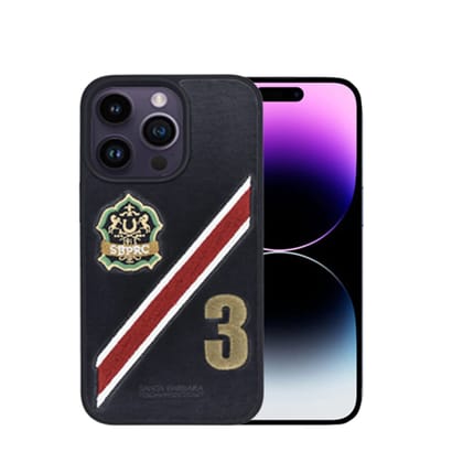 iPhone 13 Pro Max Cover - Santa Barbara Third (3rd) Series Genuine Leather Case-Black