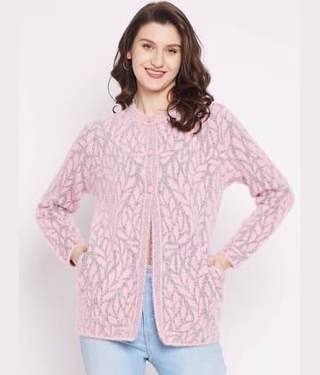 zigo Woollen Round Neck Women's Buttoned Cardigans - Pink (Pack of 1)