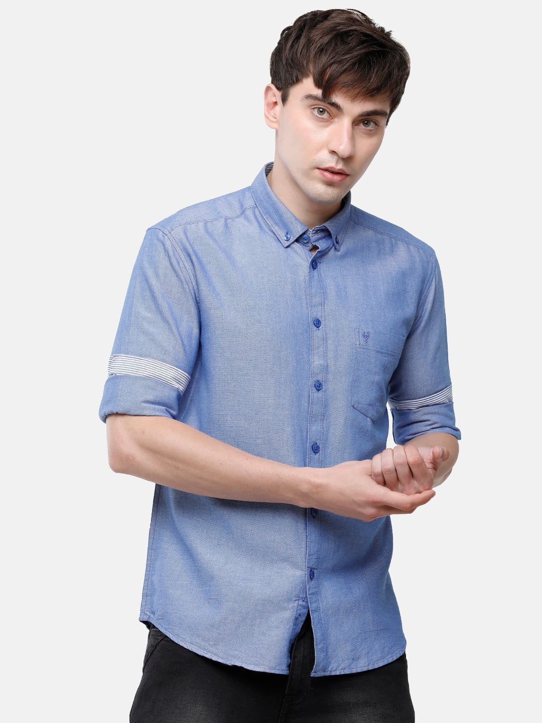 Classic Polo Men's Cotton Royal Blue Solid Full Sleeve Shirt - Enzo-Royal Blue-Mf-Fs