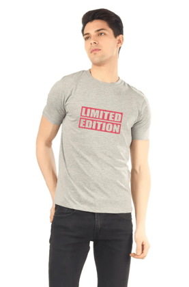 Men's Grey Regular Fit T-Shirt - 'Limited Edition' Graphic Tee Men's Grey Regular Fit T-Shirt - 'Limited Edition' Graphic Tee - M
