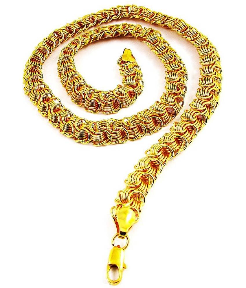 Onnet 1 Gram Gold Plated Fancy Round Chain For Men