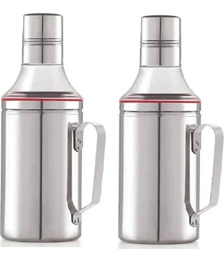Dynore - Steel Silver Oil Container ( Set of 2 - 750 ml )