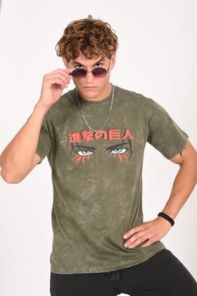 IZI Army green AOT Print T-Shirt-S