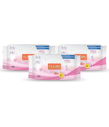 Tulips Refreshing Wet Wipes Japanese Cherry (20 wipes x 3 Pack) Makeup Remover Wipes 317 g