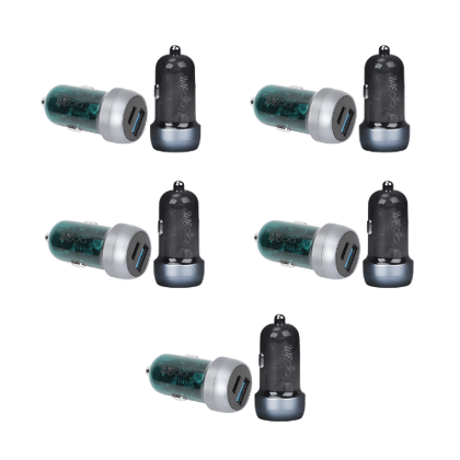 Walta Elite Panache 11 Car Charger with 30W, Dual Port -Type C and USB Output, USB Cable Not Included- Black (Pack of 5)