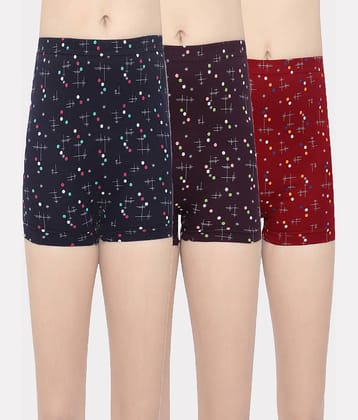In Shape Lingerie - Multi Color Cotton Printed Women's Boy Shorts ( Pack of 3 )