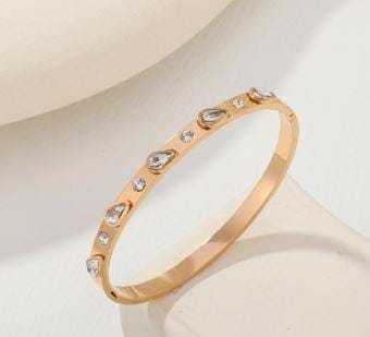 Stainless Steel Gold/Rosegold Plated Tear Drop Kada- STKD 4900