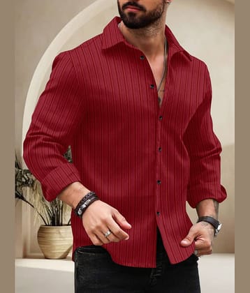 Nofilter Cotton Blend Regular Fit Self Design Full Sleeves Men's Casual Shirt - Maroon ( Pack of 1 )
