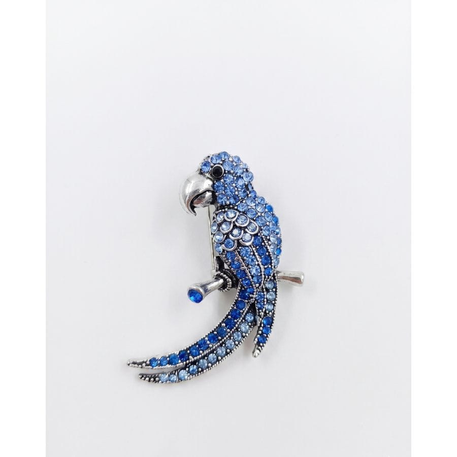 Brooch Blue Crystal Parrot