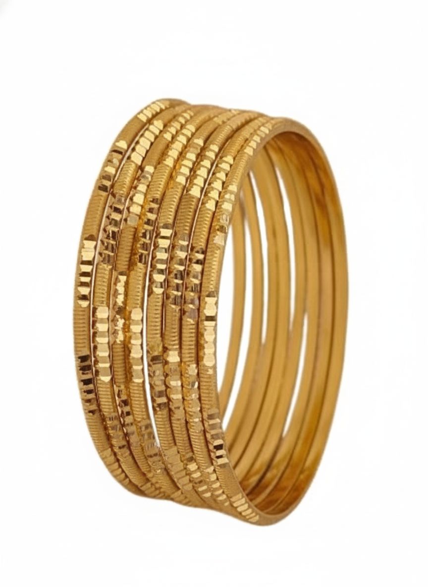 KD Enterprises Gold Plated Brass Sleek Bangles for Women Everyday Wear Bangle Set of 8