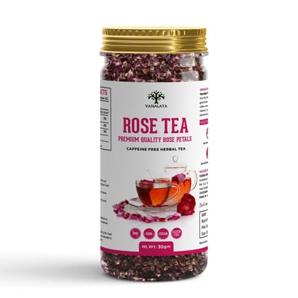 Rose Tea For Glowing Skin, Weight loss Made with 100% Natural Rose Petals 30gm
