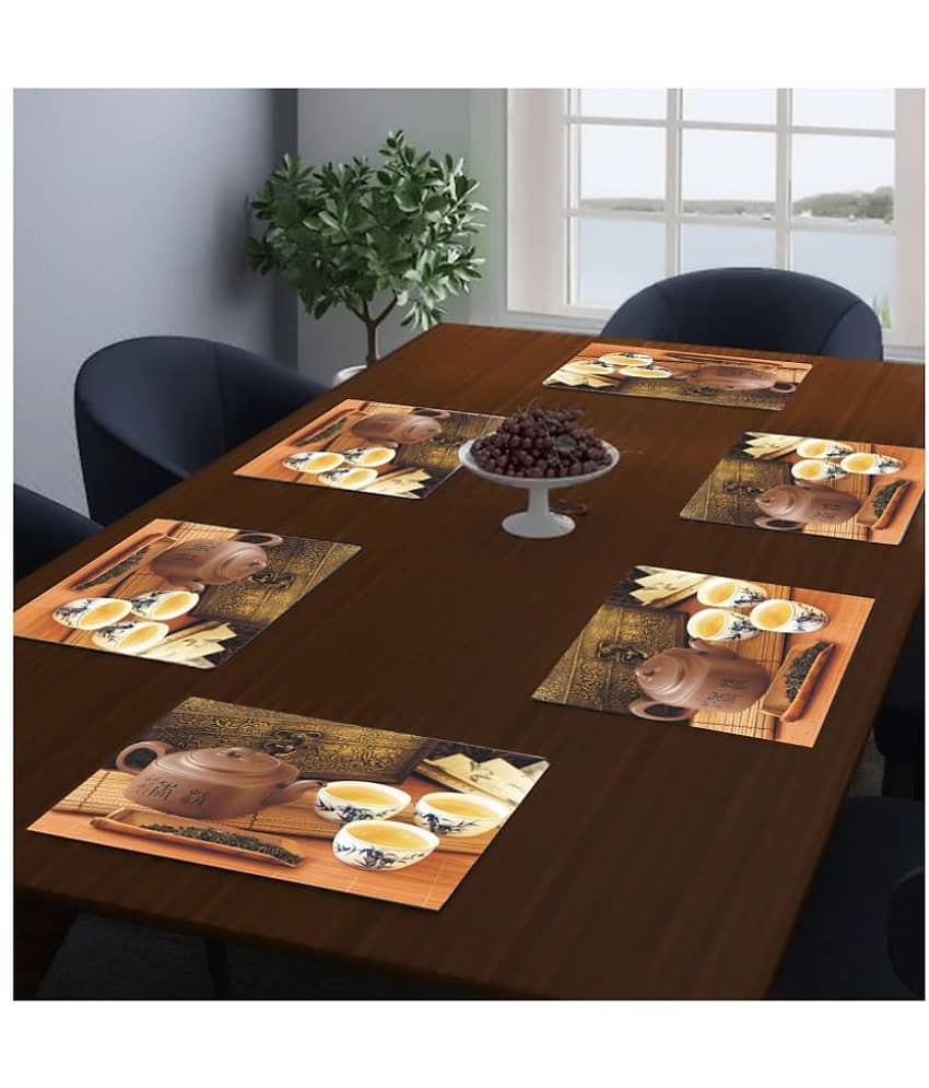 - Multi Printed PVC 6 Seater Table Mats ( Pack of 6 )