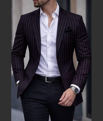 KUNDAN SULZ GWALIOR Black Cotton Blend Men's Unstitched Blazer Piece ( Pack of 1 )