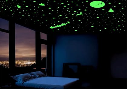 DreamKraft 60 Pieces Glow in The Dark Stickers Set - Deer on Moon and Santa Claus for Festive Holiday Decor