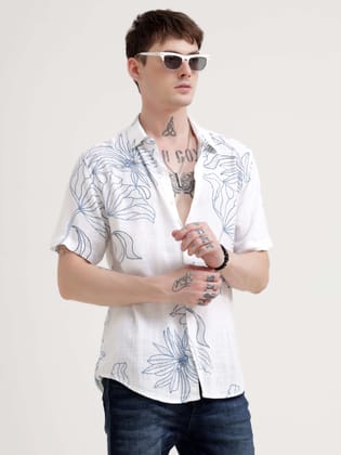 Sunkissed White Half Sleeve Shirt-S / White