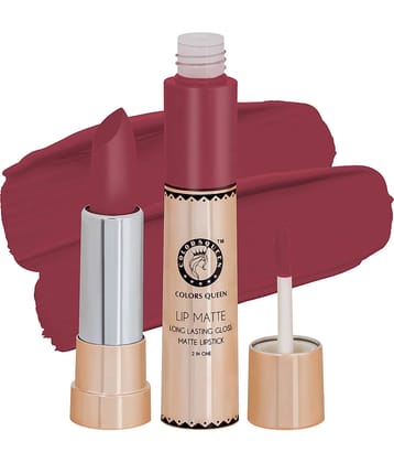 Colors Queen 2 in 1 Matte Finish Water Proof Lipstick Coffee (Shade - 09)