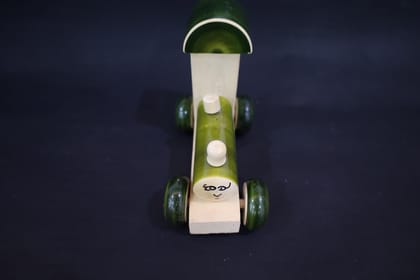 Wooden Train Engine Toy, Green and White, Decorative Kids Room Display