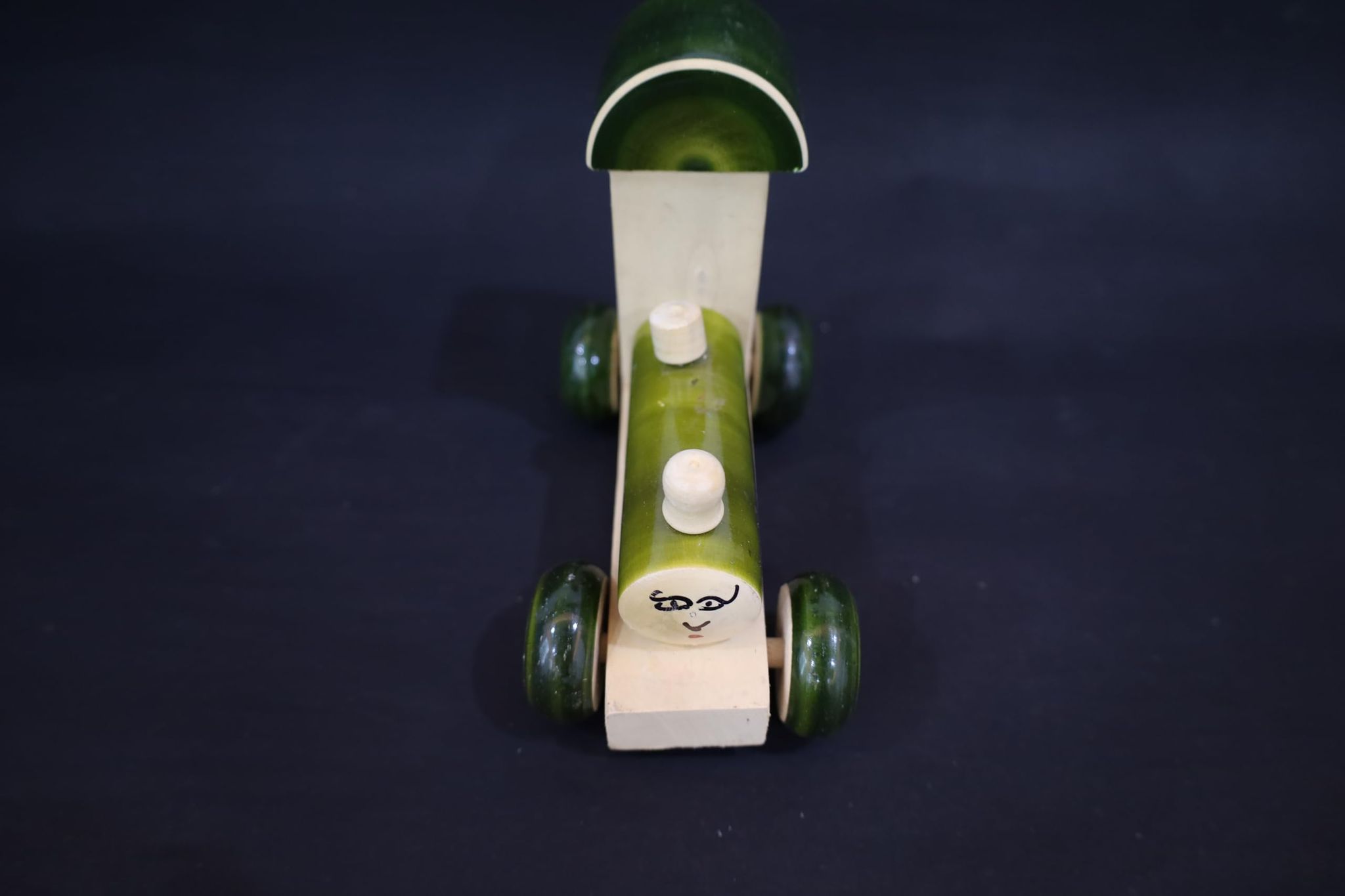 Wooden Train Engine Toy, Green and White, Decorative Kids Room Display