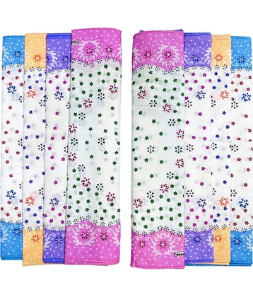 royal mart Premium Cotton Handkerchief 11*11 – Soft Prints for Women/Girl/Design Will Vary Multicolor Handkerchief (Pack of 8)