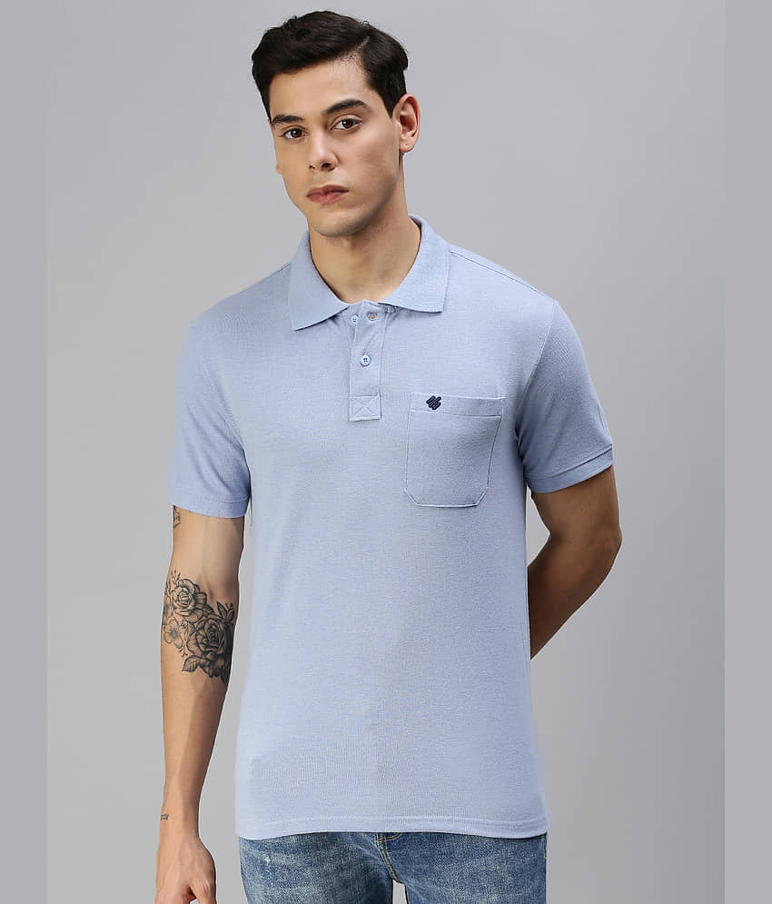 ONN Pack of 1 Cotton Blend Regular Fit Solid Half Sleeves Men's Polo T Shirt ( Blue )