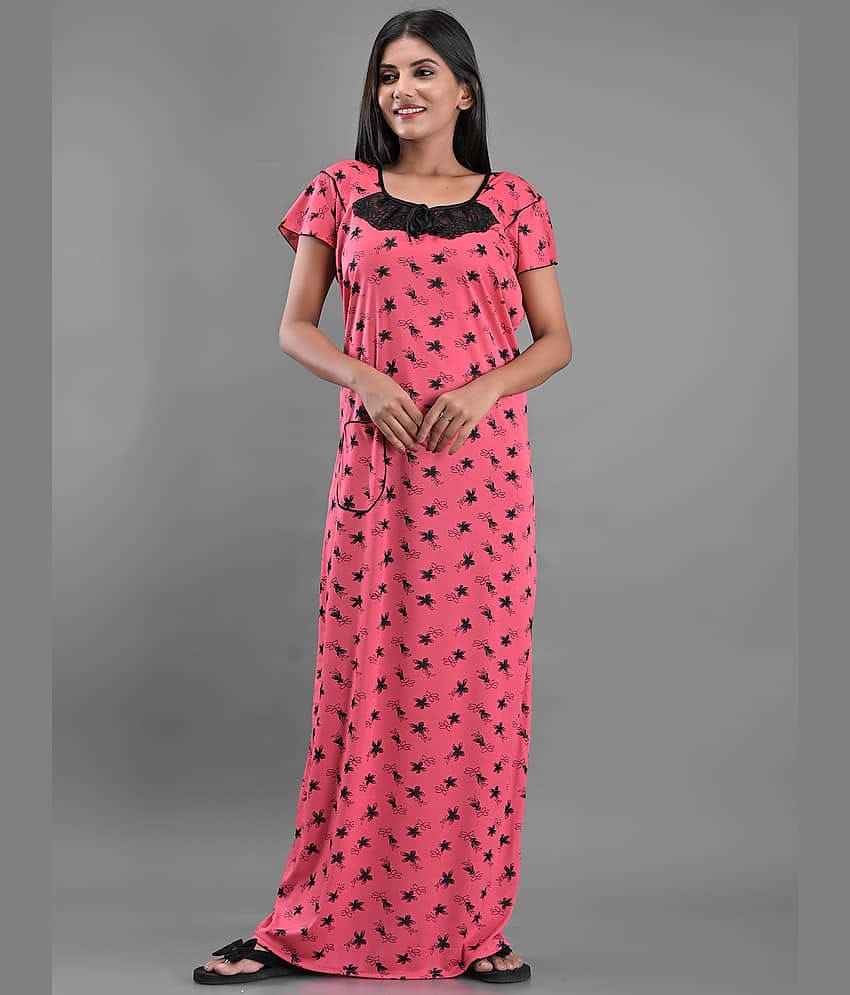 Apratim Pink Satin Women's Nightwear Nighty & Night Gowns ( Pack of 1 )