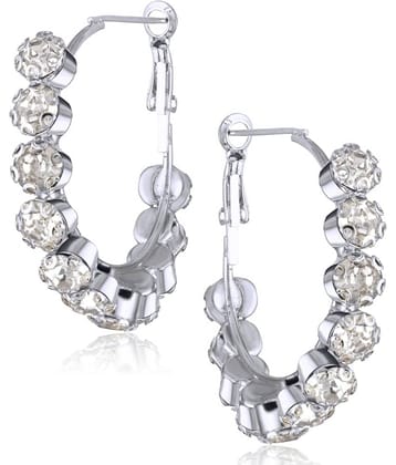 VIVASTRI Silver Hoops Earrings ( Pack of 1 )